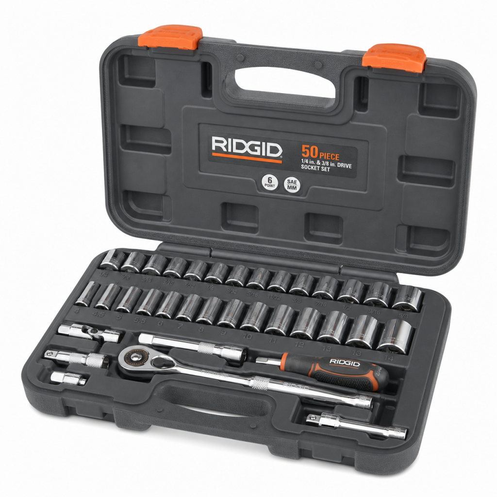 Ridgid 50-Piece Socket Set 1/4 and 3/8 Drive